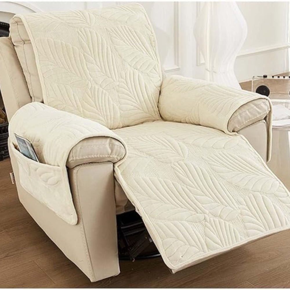 Recliner Armchair Cover Microfiber Leaf Pattern Elastic Fit
