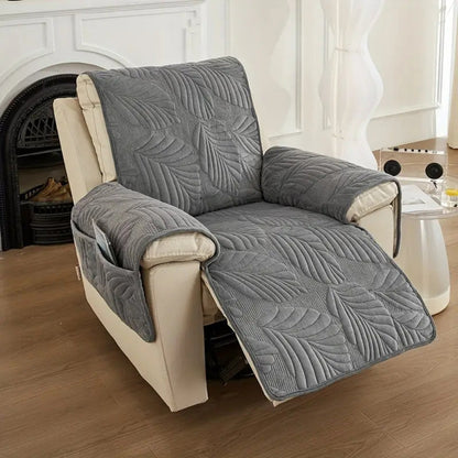 Recliner Armchair Cover Microfiber Leaf Pattern Elastic Fit