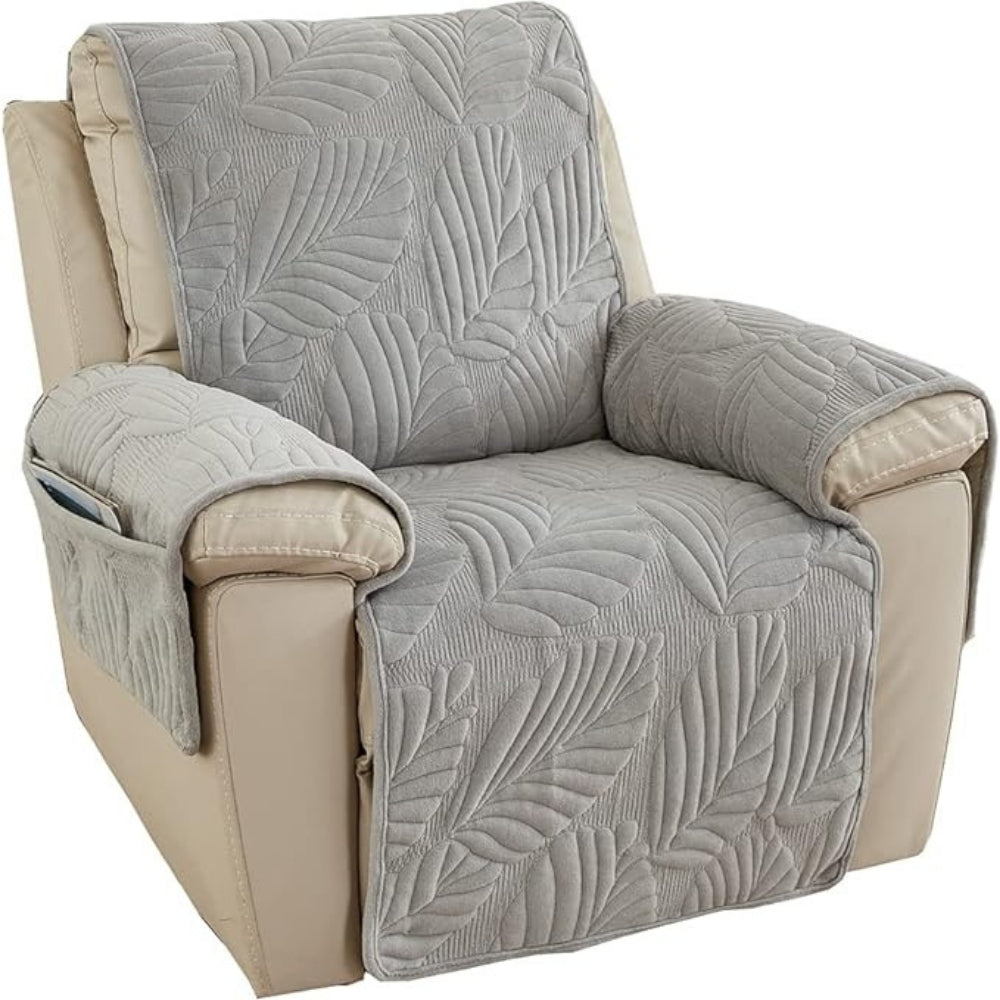 Recliner Armchair Cover Microfiber Leaf Pattern Elastic Fit