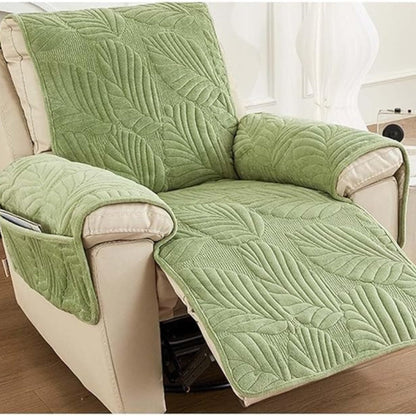 Recliner Armchair Cover Microfiber Leaf Pattern Elastic Fit