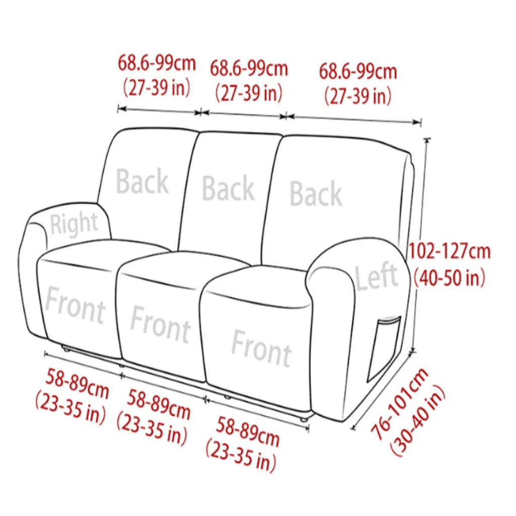 Recliner Cover Padded With Cup Holders & Non-Slip Backing