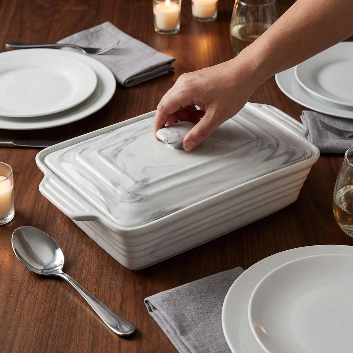 Rectangular Casserole Glazed Porcelain Oven & Microwave Safe