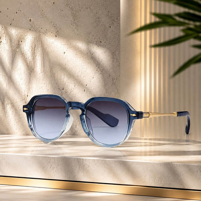 Rectangular Sunglasses Thick Frame Keyhole Bridge UV Protection