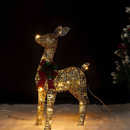 Reindeer And Sleigh Light Warm White LED Weatherproof