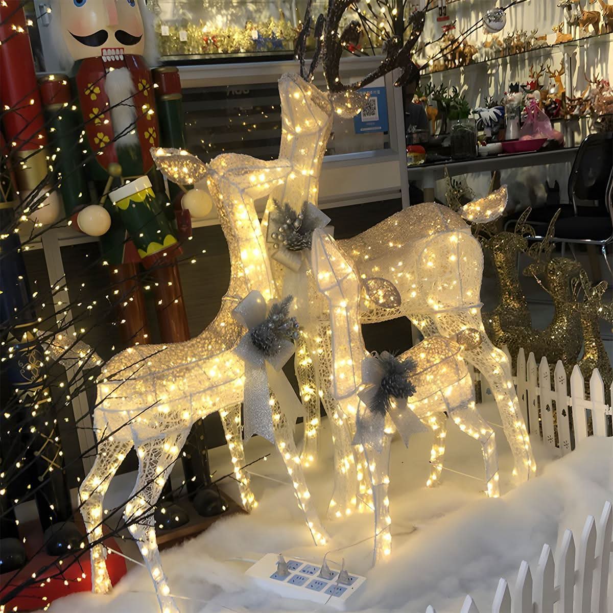 Reindeer And Sleigh Light Warm White LED Weatherproof