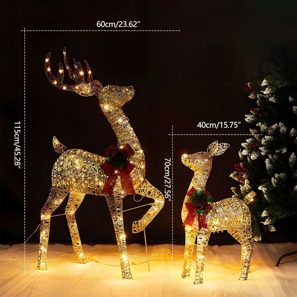 Reindeer And Sleigh Light Warm White LED Weatherproof