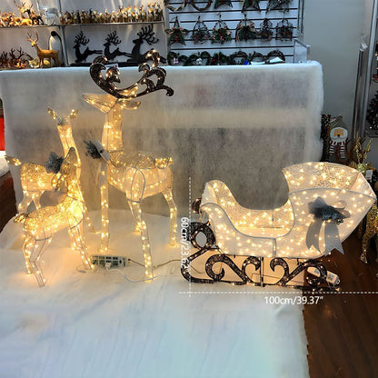 Reindeer And Sleigh Light Warm White LED Weatherproof
