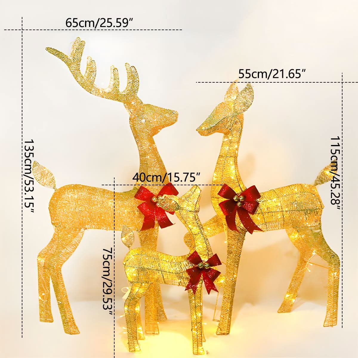 Reindeer And Sleigh Light Warm White LED Weatherproof