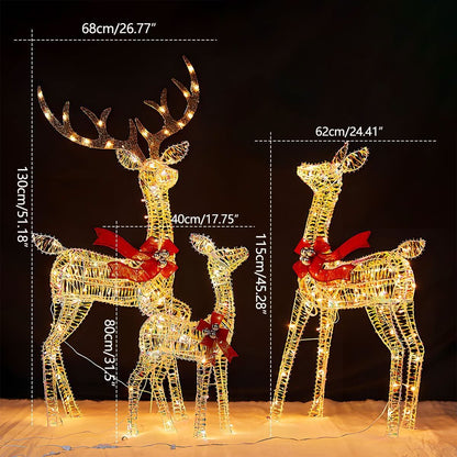 Reindeer And Sleigh Light Warm White LED Weatherproof