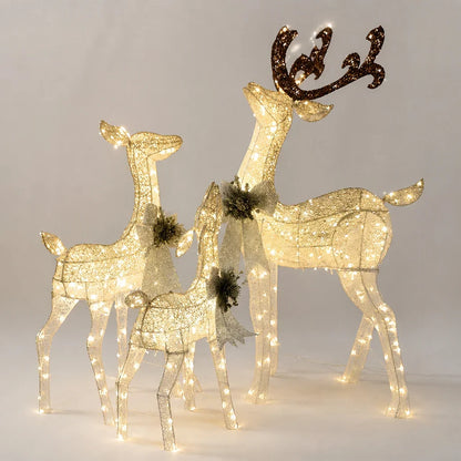 Reindeer And Sleigh Light Warm White LED Weatherproof