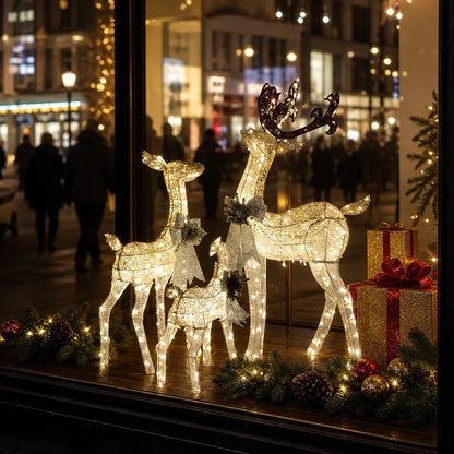 Reindeer And Sleigh Light Warm White LED Weatherproof