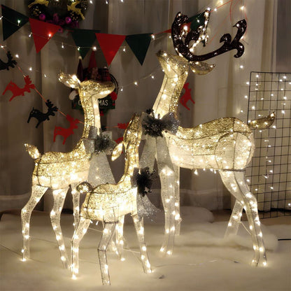 Reindeer And Sleigh Light Warm White LED Weatherproof