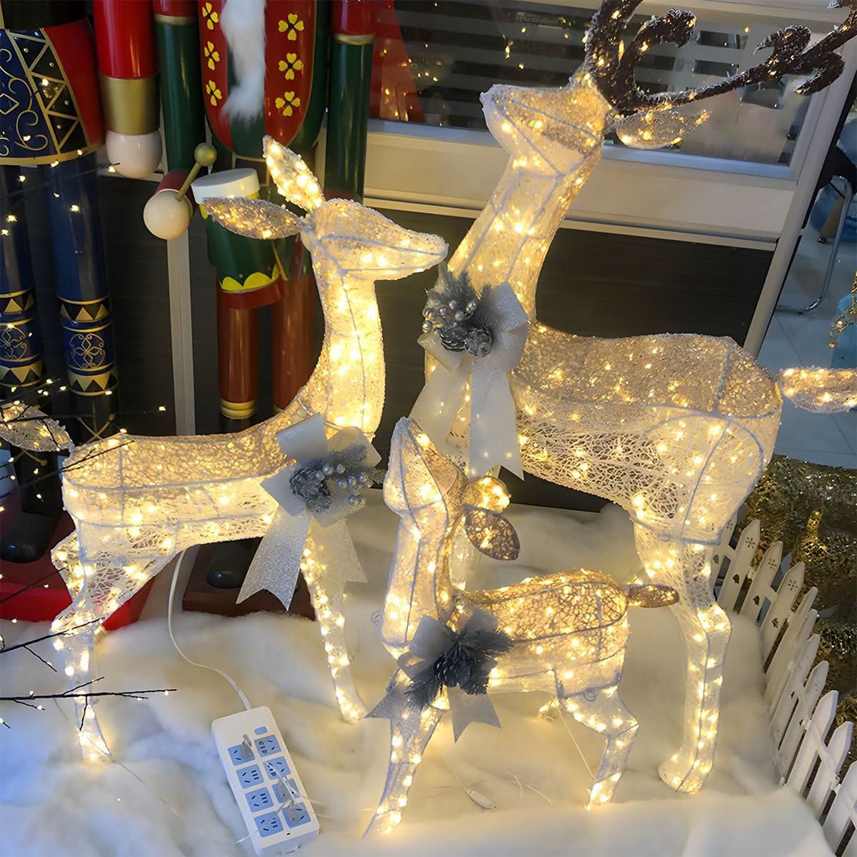 Reindeer And Sleigh Light Warm White LED Weatherproof