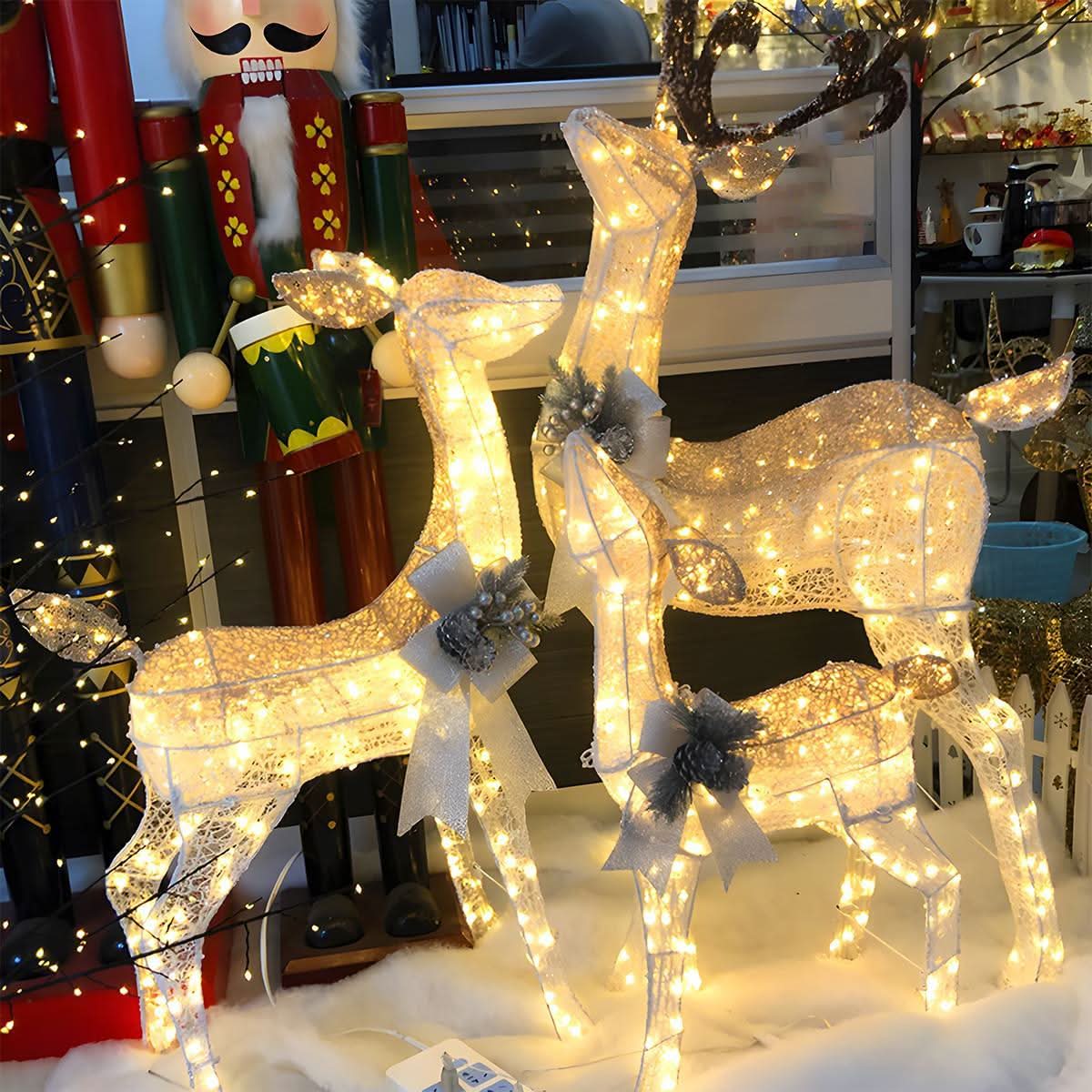Reindeer And Sleigh Light Warm White LED Weatherproof