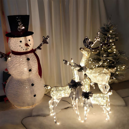 Reindeer And Sleigh Light Warm White LED Weatherproof