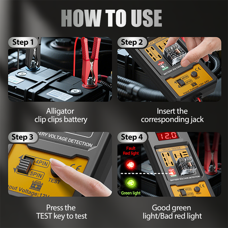 Relay Voltage Tester LED Display Insulated Clamps