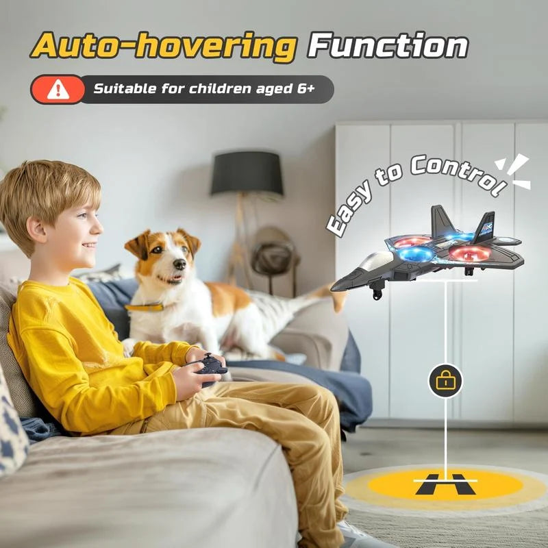 Remote Control Fighter Jet 360° Stunts LED Lights Shock-Resistant
