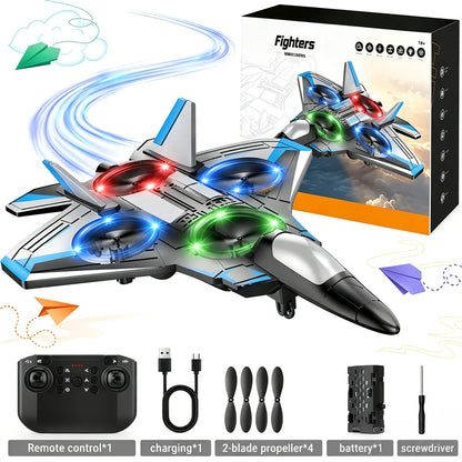 Remote Control Fighter Jet 360° Stunts LED Lights Shock-Resistant