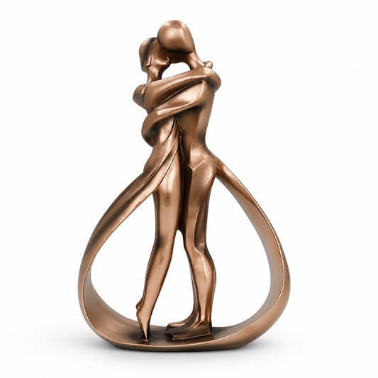 Resin Bronze-Finish Decorative Sculpture (Embracing Figures)