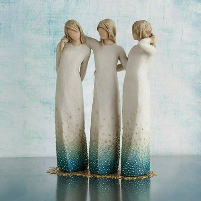Resin Figurine Sisters Design Hand-Finished & Hand-Painted