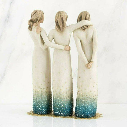 Resin Figurine Sisters Design Hand-Finished & Hand-Painted