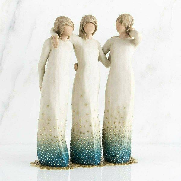Resin Figurine Sisters Design Hand-Finished & Hand-Painted