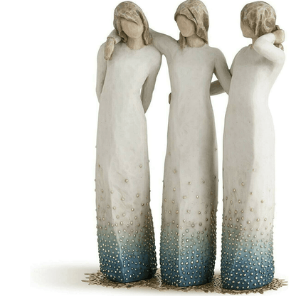Resin Figurine Sisters Design Hand-Finished & Hand-Painted