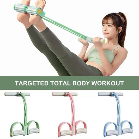 Resistance Band 4-Tube System Foam Handles & Non-Slip Pedals