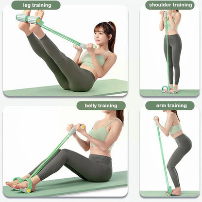 Resistance Band 4-Tube System Foam Handles & Non-Slip Pedals