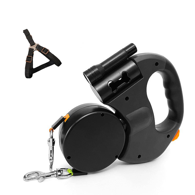 Retractable Dog Leash Tangle-Free LED Light & Bag Dispenser