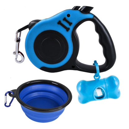 Retractable Dog Leash Tangle-Free LED Light & Bag Dispenser