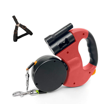 Retractable Dog Leash Tangle-Free LED Light & Bag Dispenser