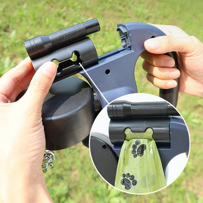 Retractable Dog Leash Tangle-Free LED Light & Bag Dispenser
