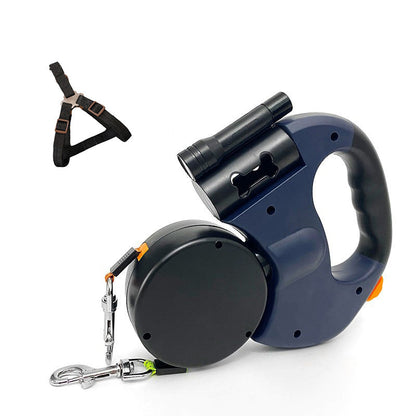 Retractable Dog Leash Tangle-Free LED Light & Bag Dispenser