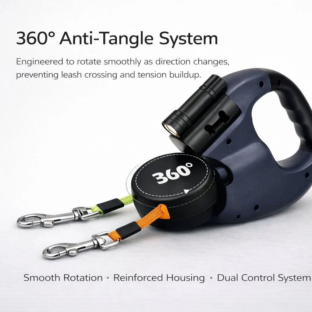 Retractable Leash Dual 10 Ft Anti-Tangle & LED