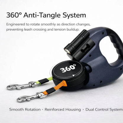 Retractable Leash Dual 10 Ft Anti-Tangle & LED