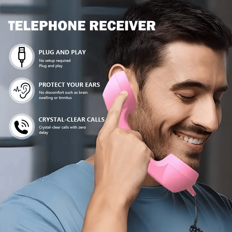Retro Handset Ergonomic USB Plug & Play Call Controls