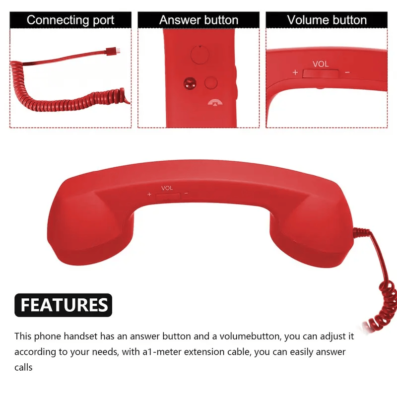 Retro Handset Ergonomic USB Plug & Play Call Controls
