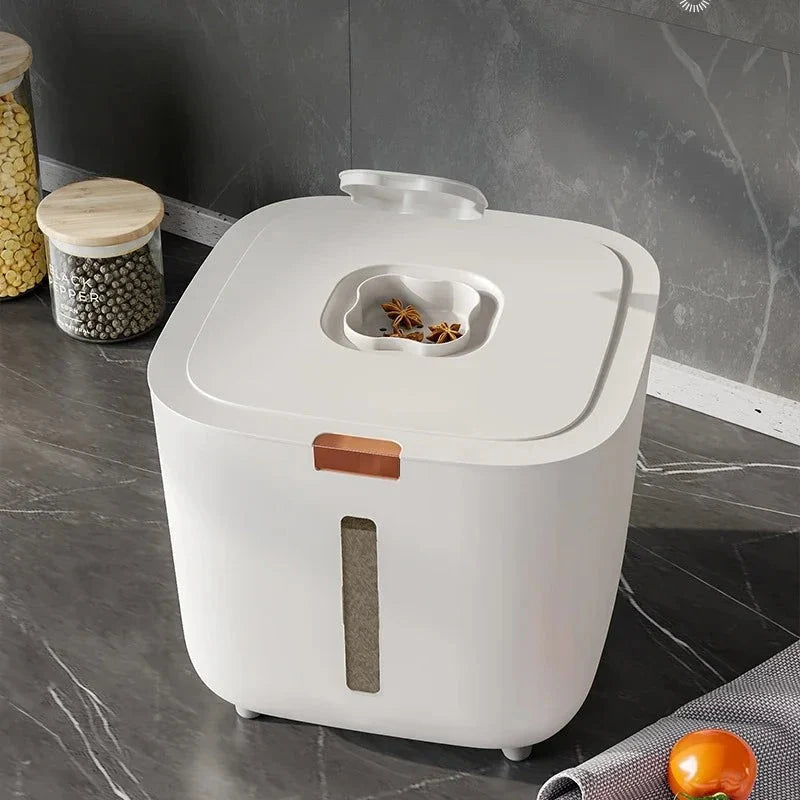 Rice Storage Bin Sealed Flip Lid Level Window 22 lb Capacity