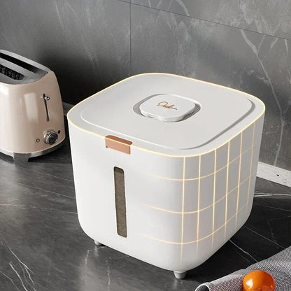 Rice Storage Bin Sealed Flip Lid Level Window 22 lb Capacity