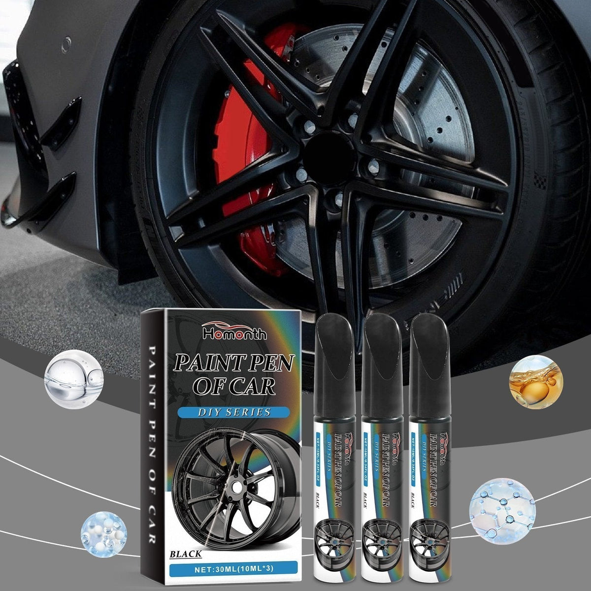 Rim Touch-Up Kit Precision Fine Tip Waterproof & Rust-Resistant
