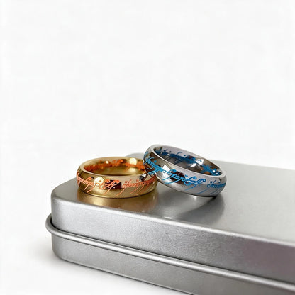 Ring Glow-in-the-Dark Engraved Runes Nickel-Free Hypoallergenic