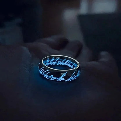 Ring Glow-in-the-Dark Engraved Runes Nickel-Free Hypoallergenic