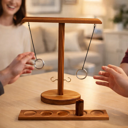 Ring Toss Game Solid Wood Two Rings & Scoring Tray