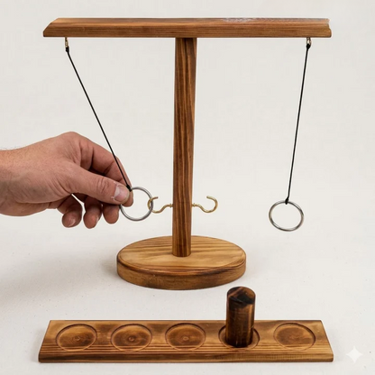 Ring Toss Game Solid Wood Two Rings & Scoring Tray