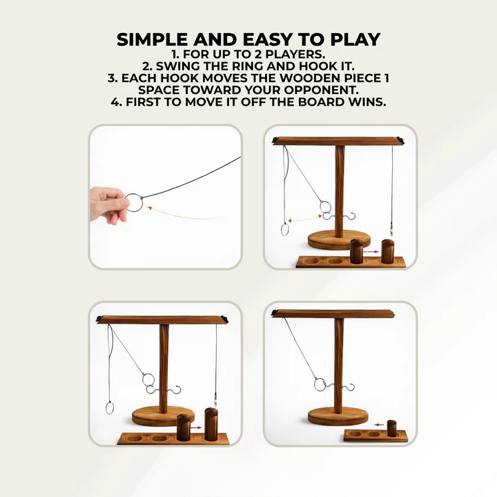 Ring Toss Game Solid Wood Two Rings & Scoring Tray