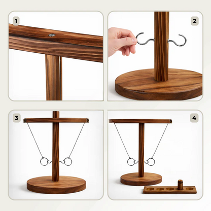 Ring Toss Game Solid Wood Two Rings & Scoring Tray