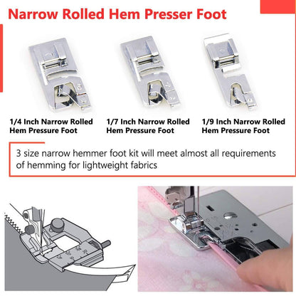 Rolled Hem Foot One-Step Hemming Multiple Widths
