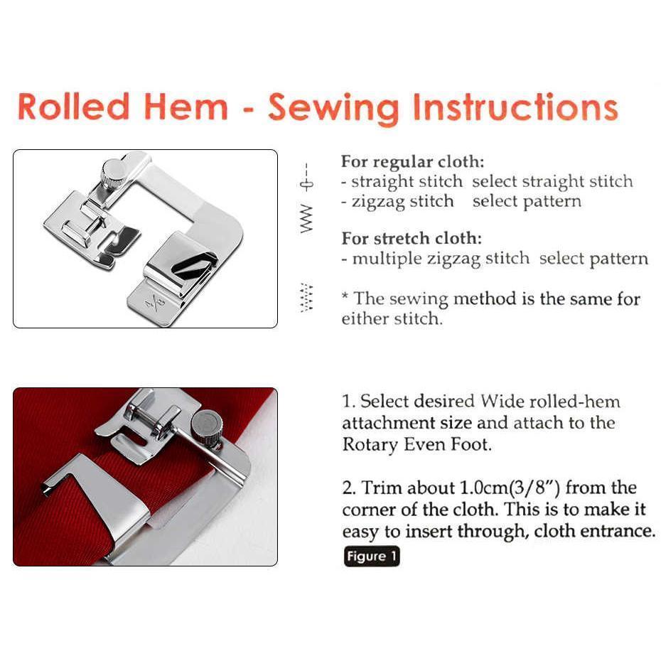 Rolled Hem Foot One-Step Hemming Multiple Widths