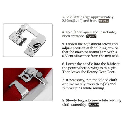 Rolled Hem Foot One-Step Hemming Multiple Widths